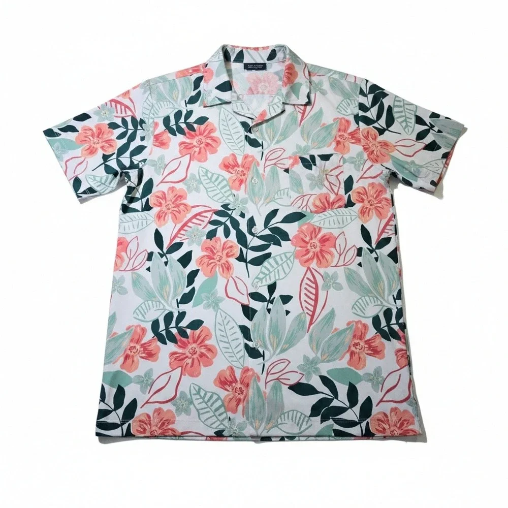 NWT‎ Bad Birdie M Floral Polo Shirt 4-Way Stretch UPF 50+